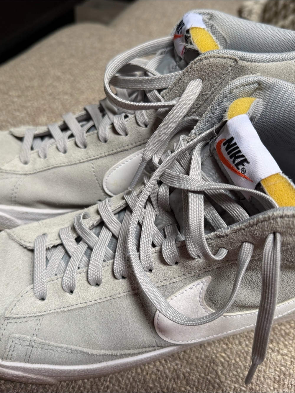 Nike Men’s Light Gray Suede High-Top Sneakers